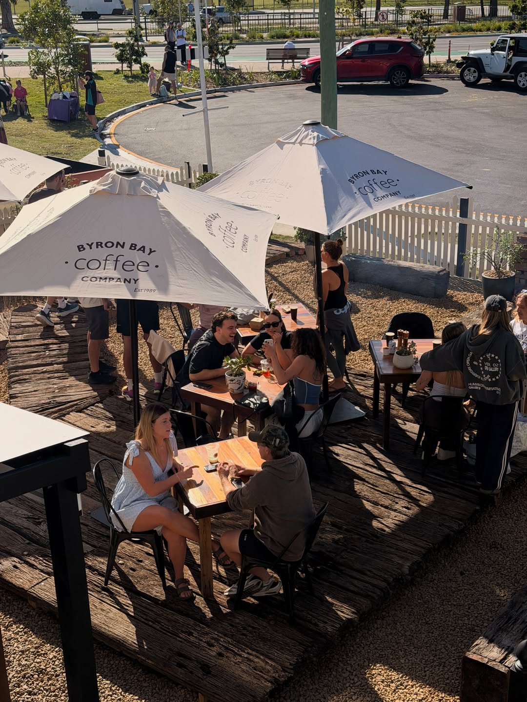 Customers enjoying the Red Horse courtyard